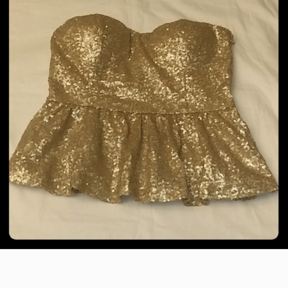 Forever 21 Gold Sequin Strapless Top